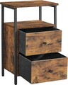 Masuta cu 2 sertare / noptiera Vasagle, 38 x 28 x 60 cm, PAL/otel, maro rustic