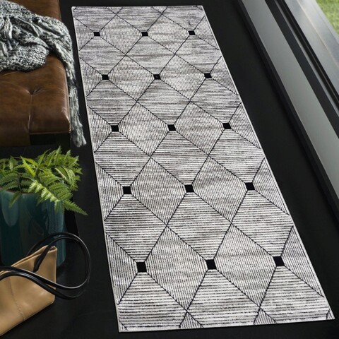 Covor, Hera 4586A, 120x170 cm, Fibre acrilice, Alb negru