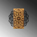 Decoratiune de perete, Mandala 2, 50% lemn/50% metal , Dimensiune: 58 x 58 x 3 cm, Negru