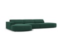 Coltar stanga 4 locuri, Jodie, Micadoni Home, BL, forma rotunjita, 342x166x70 cm, poliester, verde