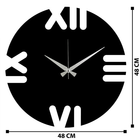 Ceas de perete, Leon, Metal, Dimensiune: 48 x 48 cm, Negru