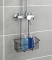 Etajera suspendabila pentru baie, Wenko, Caddy Milo, 25 x 36 x 14 cm, inox/plastic, negru