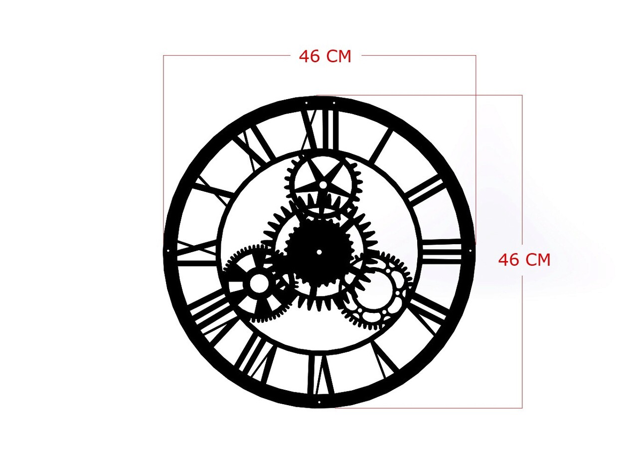 Ceas De Perete, Davin Clock, Metal, Dimensiune: 46 X 46 Cm, Negru