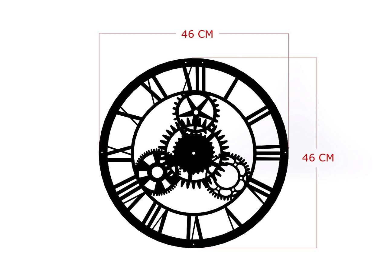 Ceas de perete, Davin Clock, Metal, Dimensiune: 46 x 46 cm, Negru - 2 | YEO