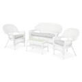 Set mobilier pentru gradina/terasa, 4 piese, Barbara, otel/poliester/sticla, alb/gri