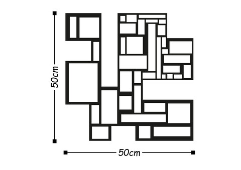 Decoratiune de perete, Sqaures, Metal, Dimensiune: 50 x 50 cm, Negru