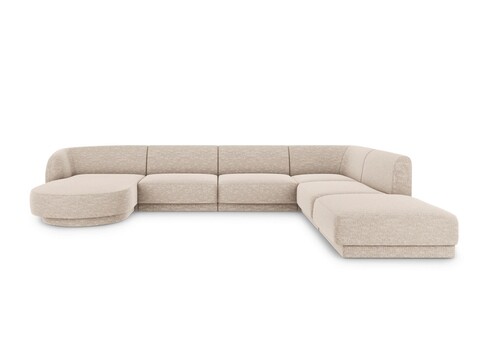 Coltar panoramic dreapta 6 locuri, Miley, Micadoni Home, BL, 327x245x74 cm, poliester chenille, bej