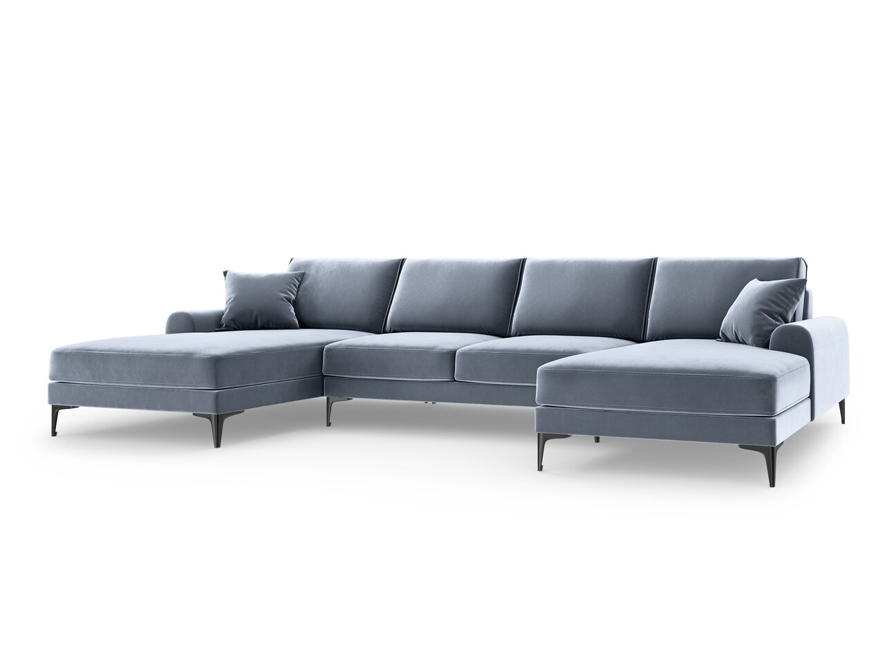 Coltar panoramic, Madara, Mazzini Sofas, 6 locuri, 334x182x90 cm, catifea, albastru deschis - 1 | YEO