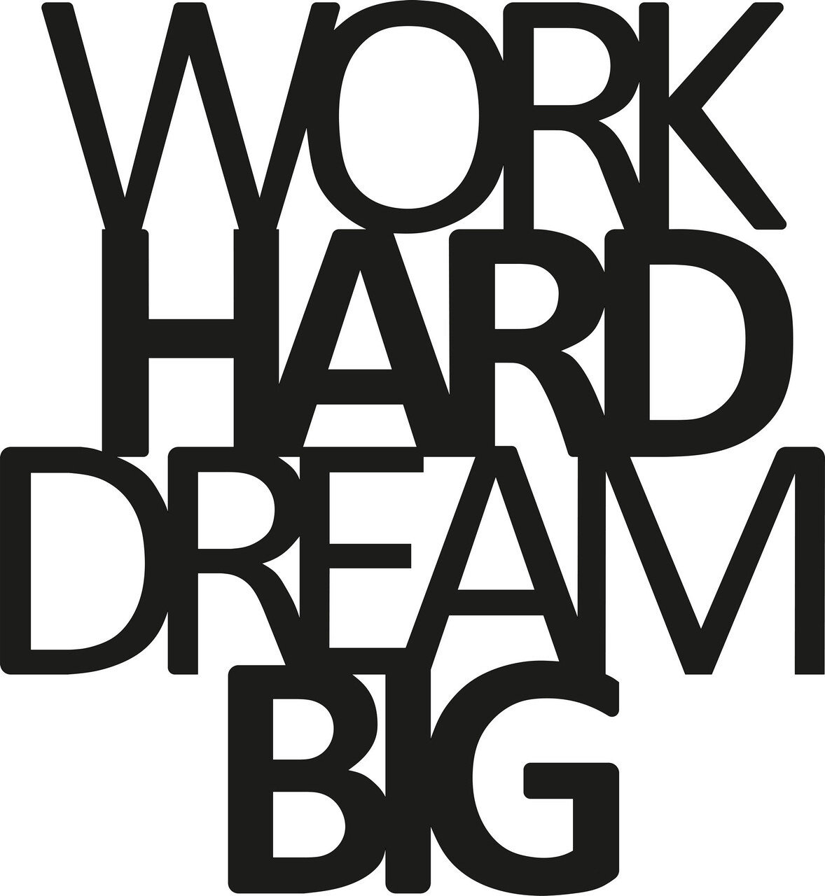 Decoratiune de perete, Work Hard Dream Big, Metal, Dimensiune: 65 x 70 cm, Negru - 1 | YEO