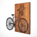 Decoratiune de perete, Historical Floral Bike, Lemn/metal, Dimensiune: 88 x 70 cm, Nuc / Negru