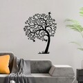 Decoratiune de perete, Lonely Tree, Metal, Dimensiune: 56 x 70 cm, Negru