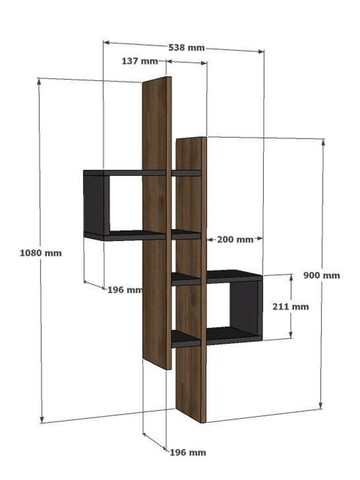 Raft de perete, Asse Home, Emse, 53.8x108x19.6 cm, Stejar safir / Antracit