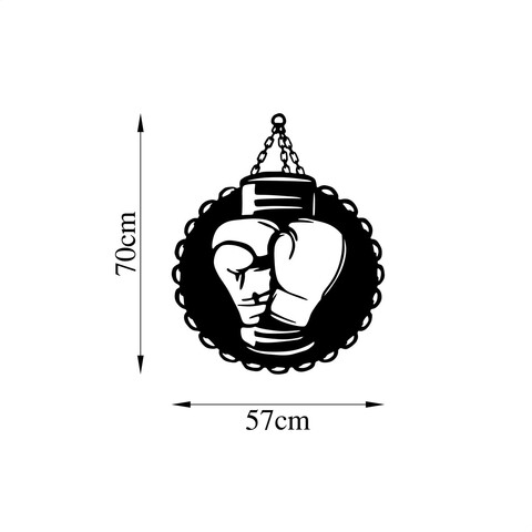 Decoratiune de perete, Boxing, Metal, Dimensiune: 57 x 70 cm, Negru