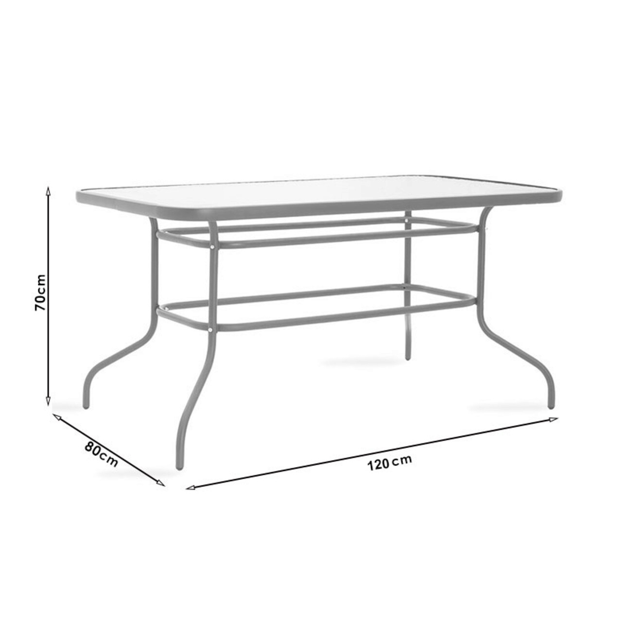 Set mobilier de gradina 5 piese Valor-Tade, Pakoworld, masa si 4 scaune, 120x70x70 cm, metal/sticla, alb