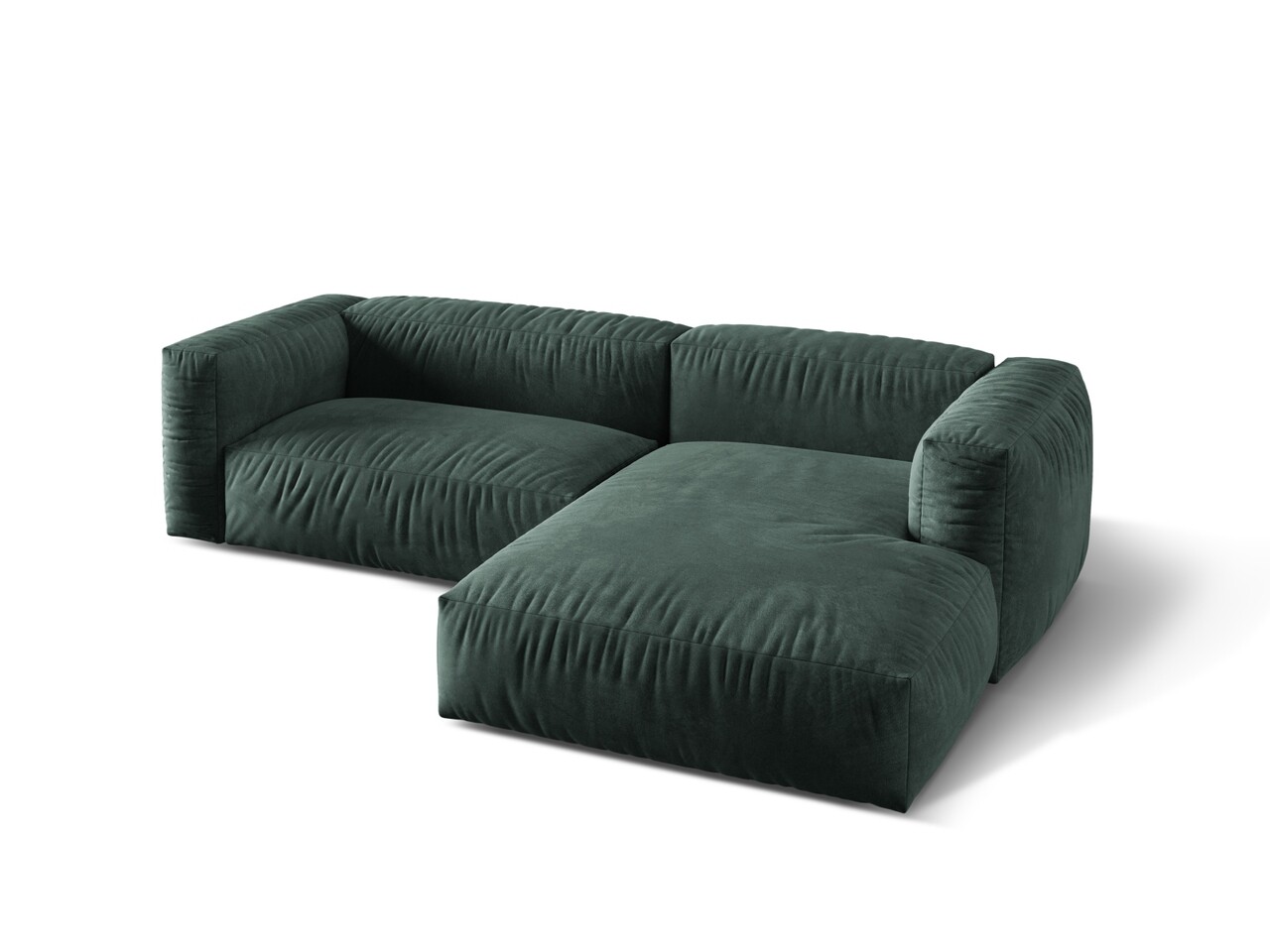 Coltar modular dreapta 2 locuri, Martina-120, Micadoni Home, 283x176x75 cm, catifea, petrol - 1 | YEO