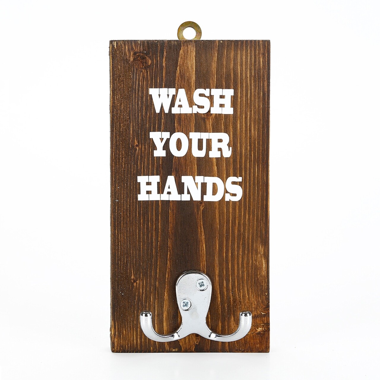 Cuier Wash you hands, Evila Originals, 10x20 cm, maro - 2 | YEO