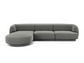 Coltar stanga 4 locuri, Miley, Micadoni Home, BL, 259x155x74 cm, catifea, gri deschis