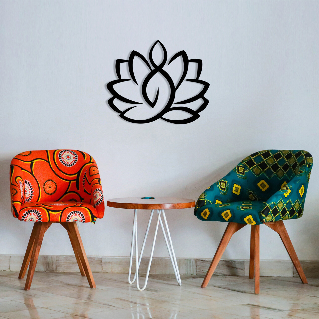 Decoratiune de perete, Lotus - M114, metal, 50 x 57 cm, negru - 1 | YEO