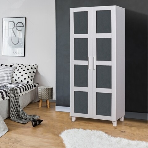 Dulap pentru haine Lantana - White, Anthracite, Vella, 80x48x185 cm