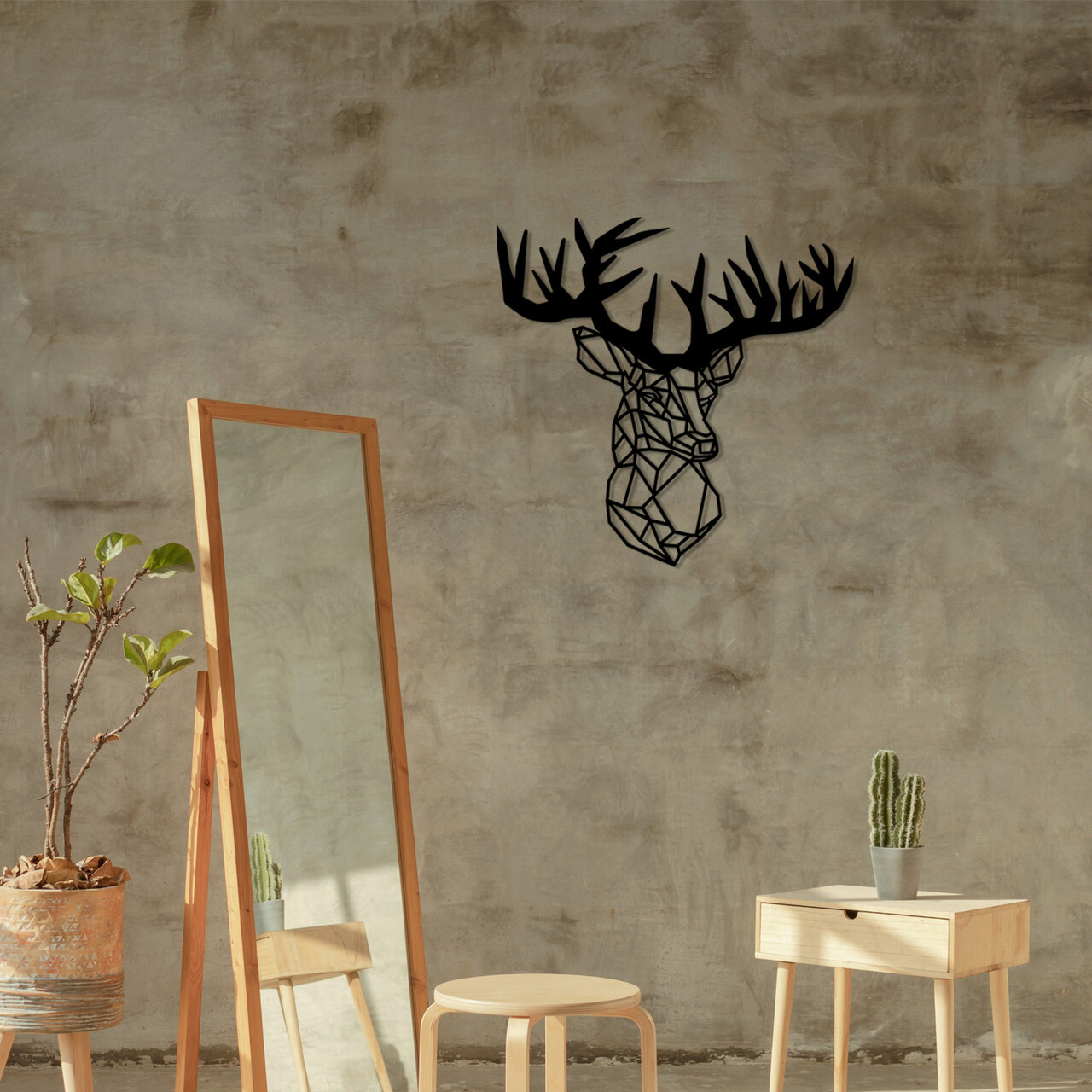 Decoratiune de perete, Deer Metal Decor, metal, 50 x 49 cm, negru - 1 | YEO