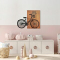 Decoratiune de perete, Historical Floral Bike, Lemn/metal, Dimensiune: 88 x 70 cm, Nuc / Negru