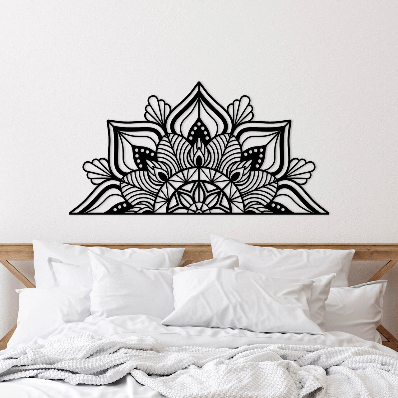 Decoratiune de perete, Mandala-S-1, Metal, Dimensiune: 118 x 1,5 x 59 cm, Negru - 2 | YEO