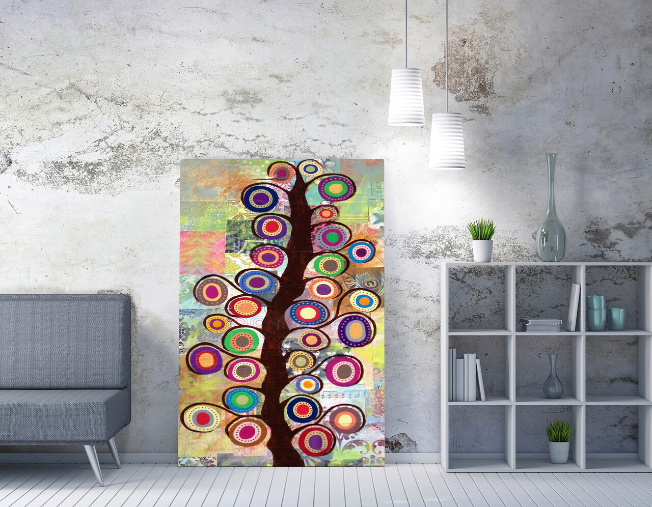 Tablou decorativ, WY91 (70 x 100), 50% bumbac/50% poliester, Lemn, Multicolor