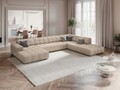 Coltar panoramic drepta 7 locuri, Jennifer-140, Micadoni Home, 364x262x70 cm, tesatura chenille din poliester, bej