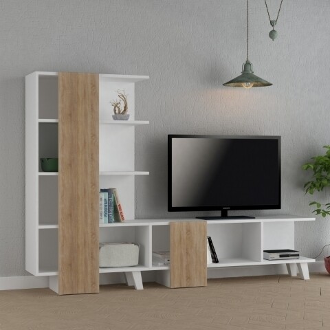 Comoda TV, Homitis, Cago - White, Oak, 32x192x133.5 cm