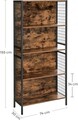 Biblioteca cu 4 rafturi, Vasagle 74 x 30 x 154.5 cm, PAL/otel, maro rustic