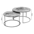 Set 2 masute de cafea Solme, Pakoworld, 75x75x45 cm/60x60x40 cm, PAL/metal, alb marmorat/auriu