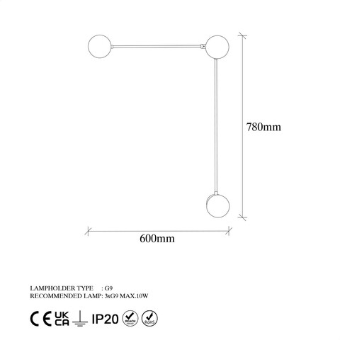 Aplica de perete, Fulgor, 942FLG1286, Metal, Negru / Crem