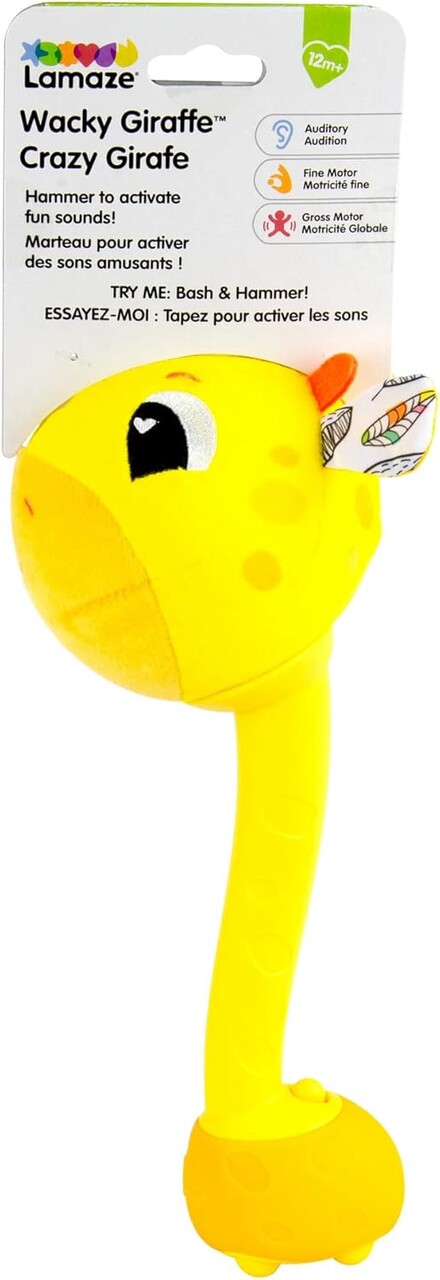 Girafa Gigi cu sunete Lamaze, 27x22.5x7 cm, plastic/fibre textile, galben