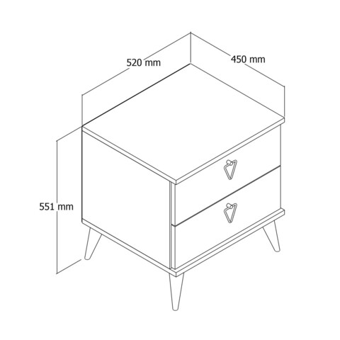 Noptiera, Mezza, Versa-Ce 3636, 52x55.1x45 cm, Stejar / Alb