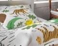 Lenjerie de pat pentru o persoana, Small Zoo White, Royal Textile, 2 piese, 140 x 200 cm, 100% bumbac flanel, multicolora