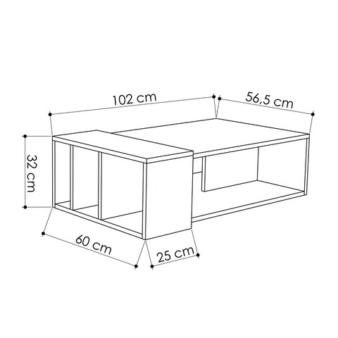 Masuta de cafea, Decortie, Anita, 102x32x60 cm, Stejar / Antracit