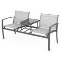 Set mobilier pentru gradina/terasa, Argos, canapea + masuta,  L.145.5 l.61.5 H.74.5 cm, otel, gri