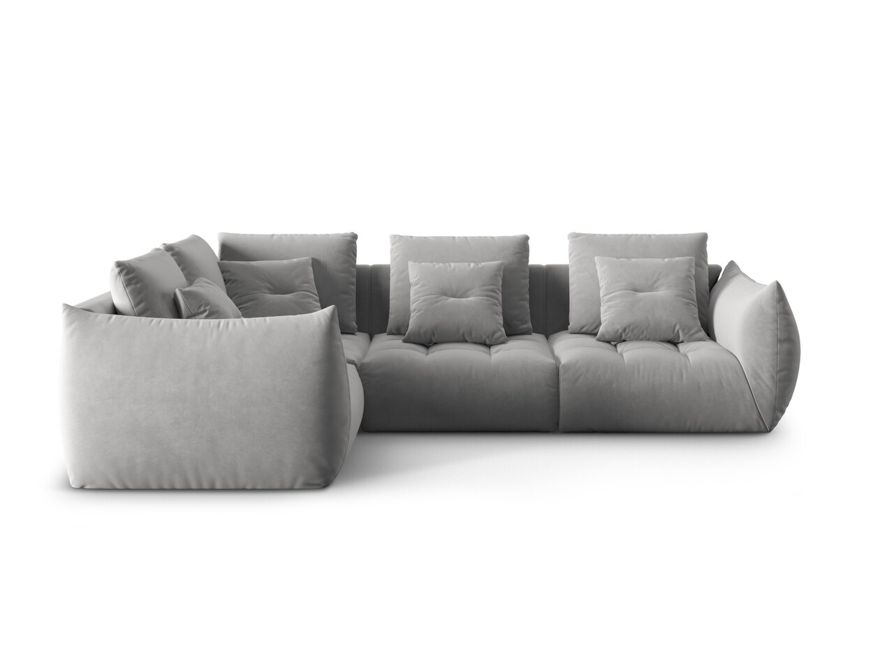 Coltar modular stanga 3 locuri, Bloom-184, Micadoni Home, 316x216x95 cm, catifea, gri - 1 | YEO