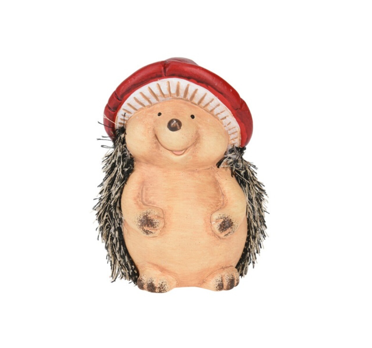 Decoratiune Hedgehog w Mushroom Hat v2, Excellent Houseware, 8.5x7.7x12.8 cm, teracota, multicolor