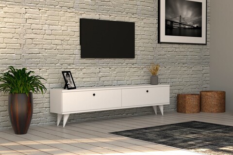 Comoda TV Paris, Puqa Design, 160x25x35 cm, alb