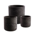 Set 3 ghivece pentru exterior Cylindrical, Bizzotto, Ø51 x 49 cm, fibra de sticla si argila, gri