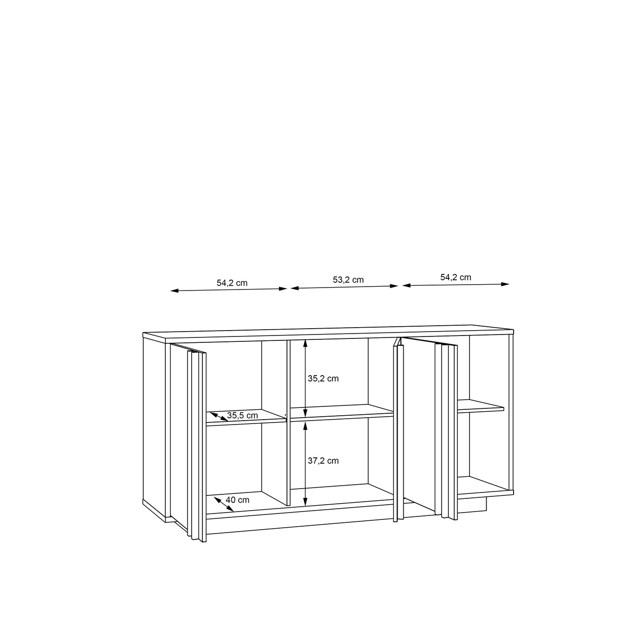 Comoda Sint, Bedora, 169.2x42x87 cm, PAL/MDF, stejar/alb