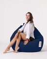 Fotoliu puf, Bean Bag, Ferndale Premium XXL, 115 x 130 cm, poliester impermeabil, albastru inchis