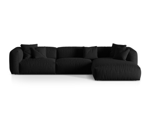 Coltar modular dreapta 3 locuri, Martina-169, Micadoni Home, 332x176x75 cm, tesatura structurata catifelata, negru