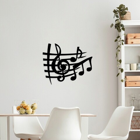 Decoratiune de perete, Musical 3, Metal, Dimensiune: 70 x 58 cm, Negru