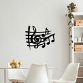 Decoratiune de perete, Musical 3, Metal, Dimensiune: 70 x 58 cm, Negru