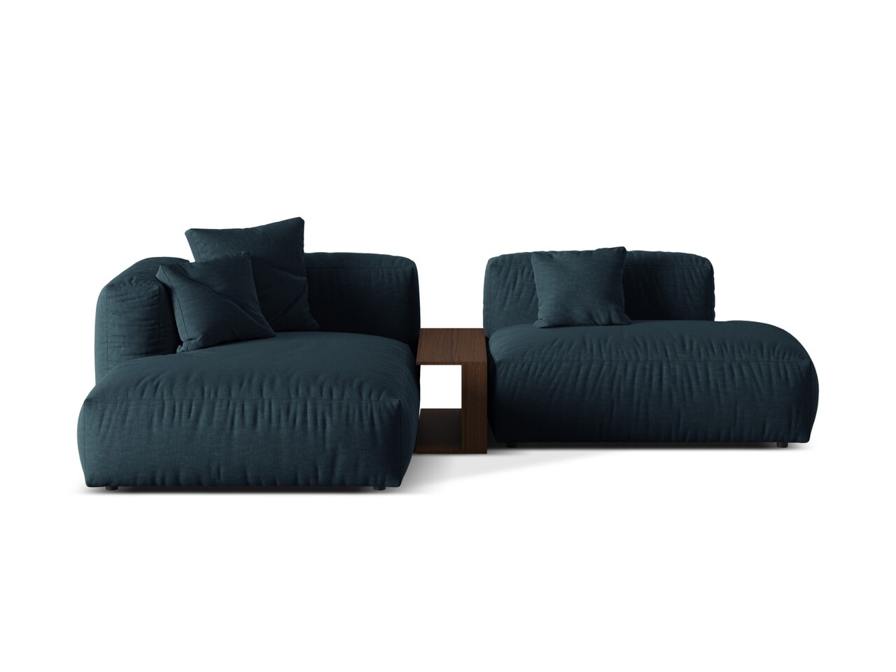 Coltar modular stanga 2 locuri, Martina-169, Micadoni Home, 285x176x75 cm, tesatura structurata catifelata, albastru jeans