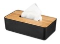 Cutie depozitare servetele, Wenko, Rotello, 24 x 7.5 x 12.7 cm, plastic/bambus, negru/maro