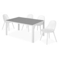 Set mobilier gradina/terasa Encore/Cosmos, 5 piese, 150x90x74 cm/46.5x54x84 cm, aluminiu/polipropilena, alb/gri