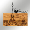 Decoratiune de perete, I Love You Paris, lemn/metal, 58 x 54 cm, negru/maro